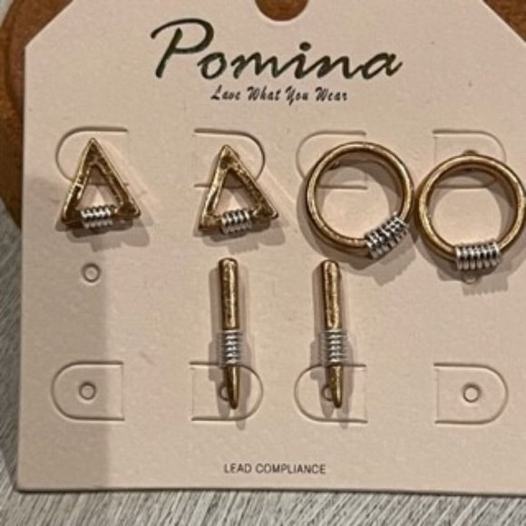 Set of 3 gold and silver earrings - Picture 1 of 5